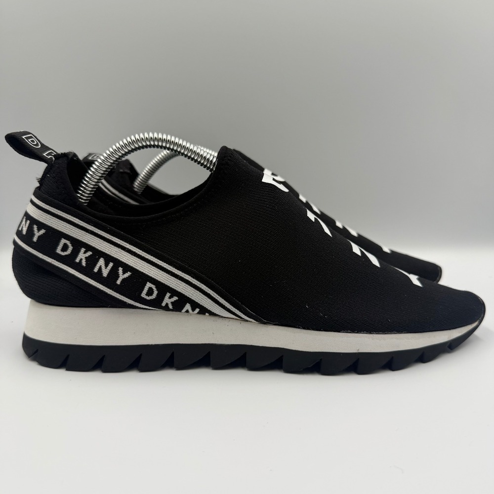 DKNY K1965369 Women's Size 10M Slip On Sock Sneakers Logo Knit Black